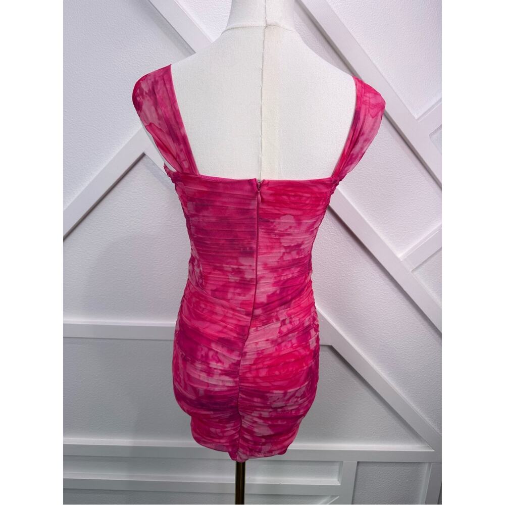 Selfie Leslie Daydreaming Ruched Mini Dress Floral Pink Size Small - Picture 6 of 11
